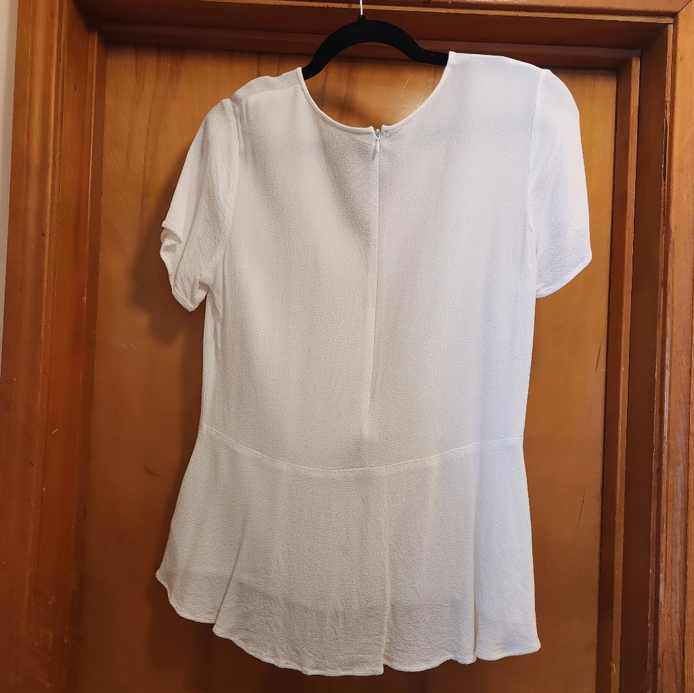 EUC - Michael Kors White Dress Shirt with Flare and Zipper Detail - M